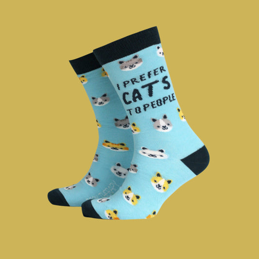 I Prefer Cats to People- Men's Bamboo Socks